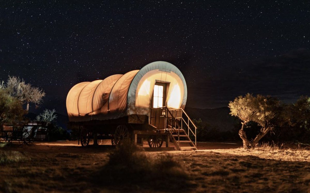 glamping covered wagon