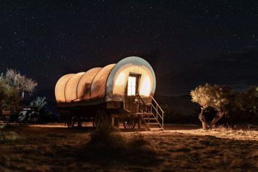 glamping covered wagon